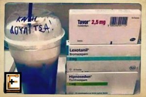 Tavor Lexotanil Hypnosedon φραπέ καφές με μαρκαδόρο γράφει "καλή δουλίτσα".