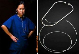 Ακουστικά ήχου σε σχήμα στηθοσκοπιου για ιατρους και νοσηλευτες, νοσηλευτριες, νοσοκομες, νοσοκομους, φοιτητες ιατρικής. Κινητα, μουσικη